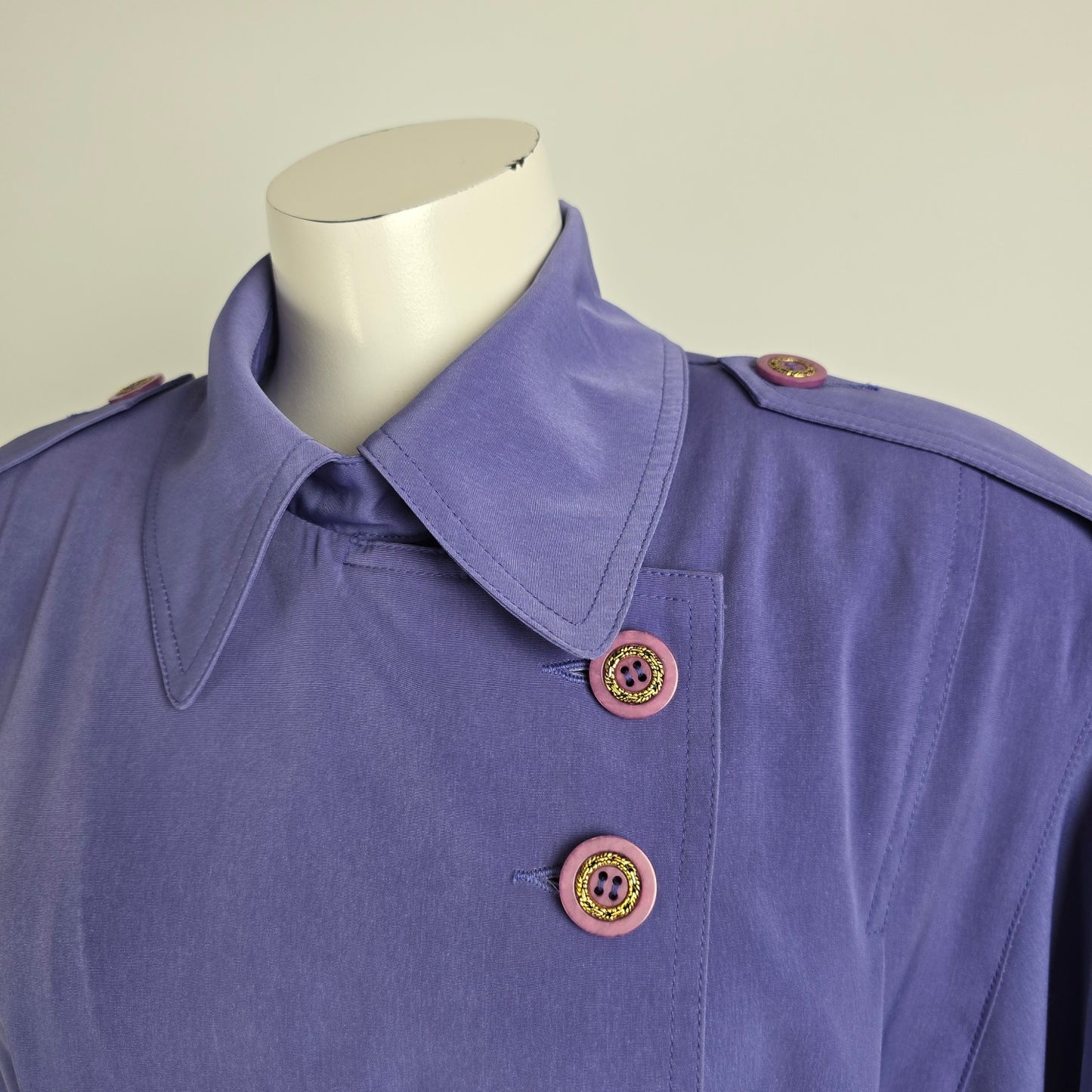 Vintage Pizazz Periwinkle Blue Trench Coat Size 14