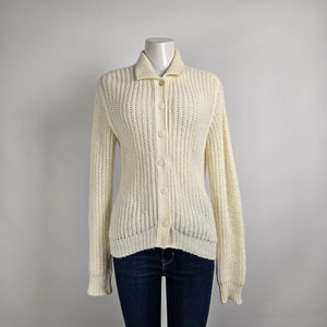 Vintage Standard Knitwear Cream Button Up Cardigan Size M