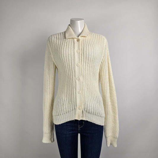 Vintage Standard Knitwear Cream Button Up Cardigan Size M