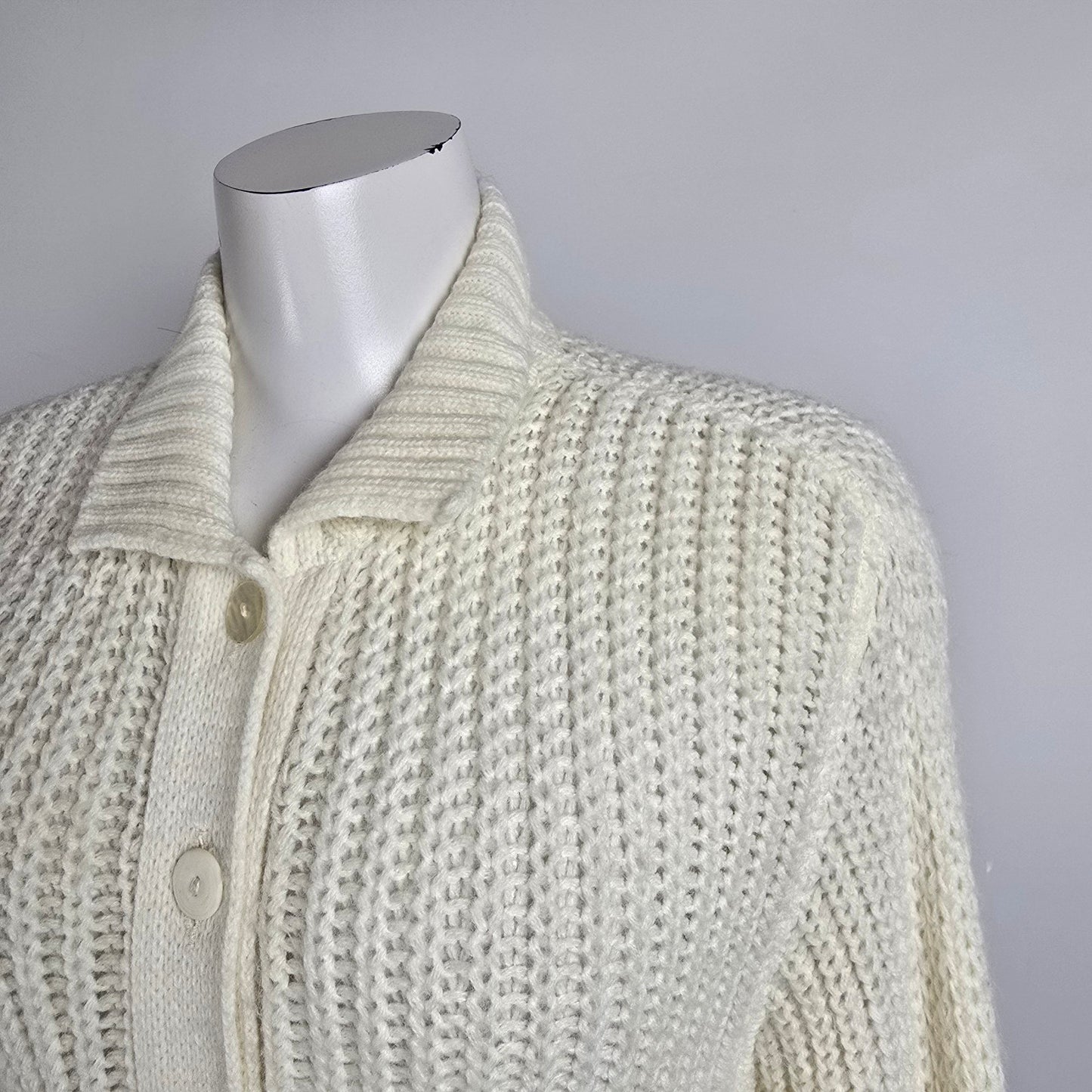 Vintage Standard Knitwear Cream Button Up Cardigan Size M