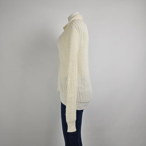 Vintage Standard Knitwear Cream Button Up Cardigan Size M