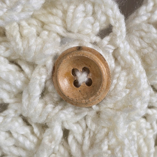 Vintage Hand Knit Wood Buttons Belted Long Cardigan Jacket Size S/M