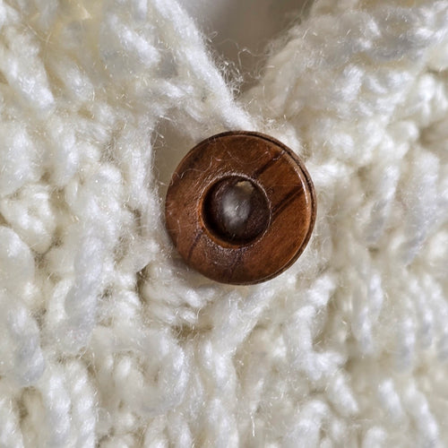 Vintage Handknit Cream Button Up Cardigan Size S/M