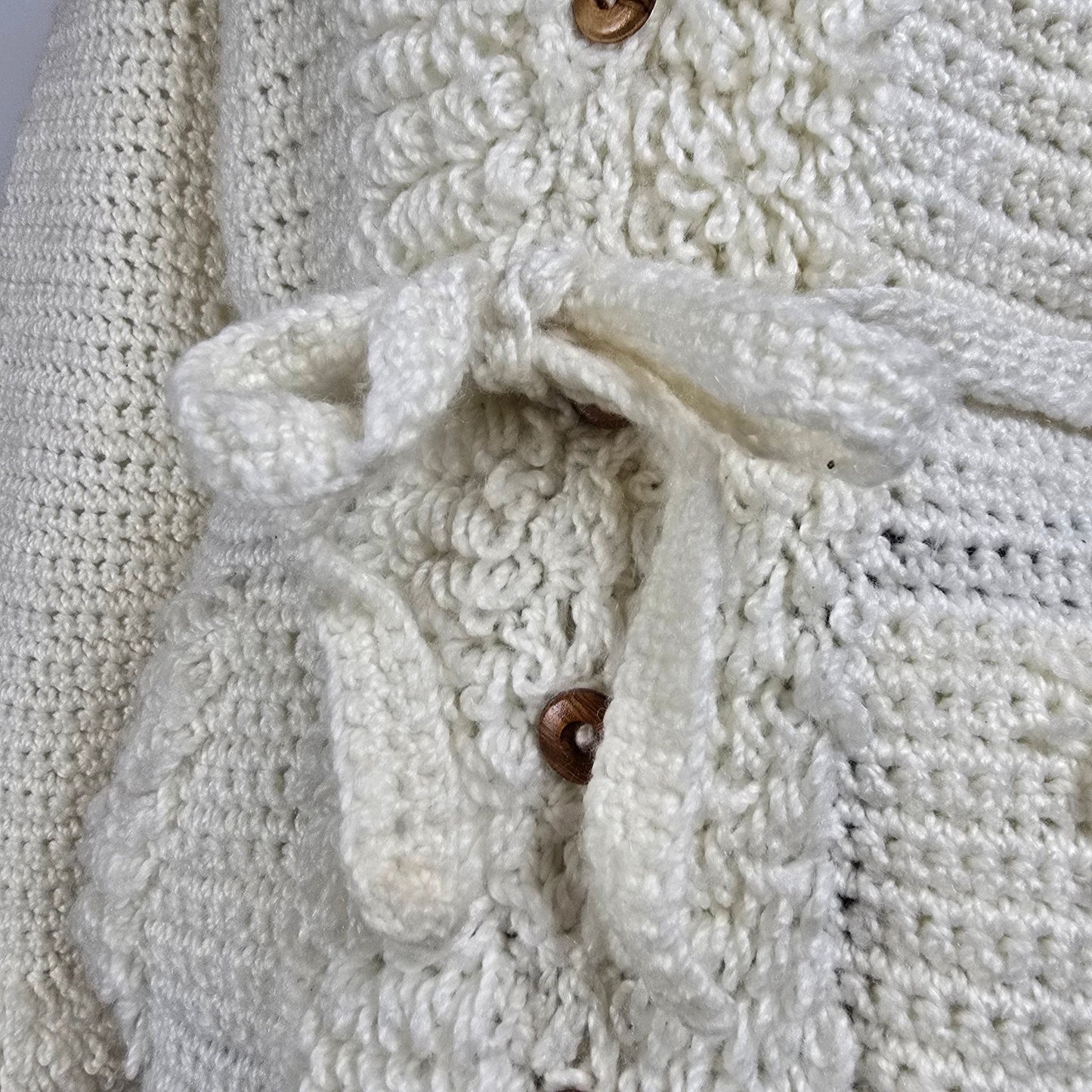 Vintage Handknit Cream Button Up Cardigan Size S/M