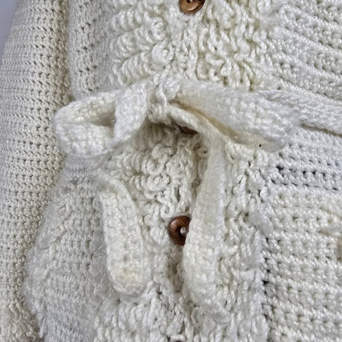 Vintage Handknit Cream Button Up Cardigan Size S/M