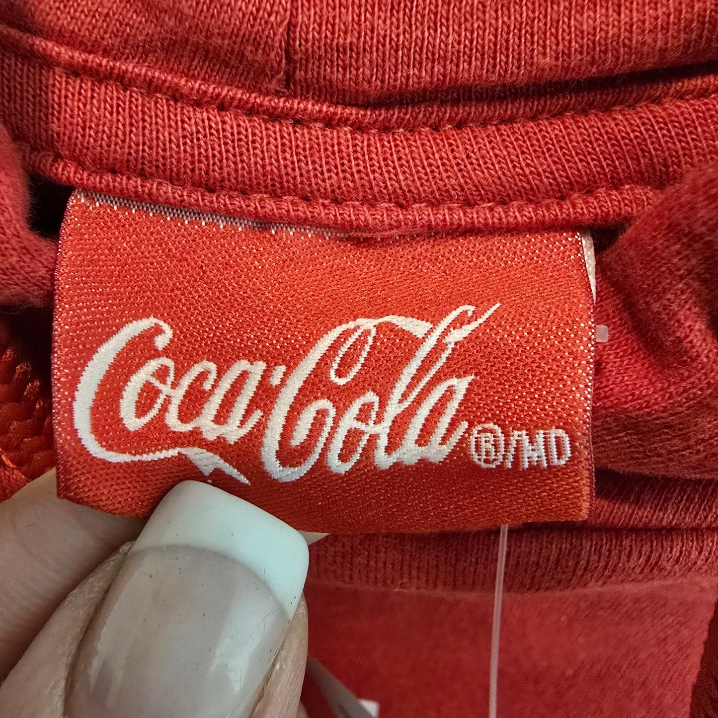 Coca-Cola Red Cotton Cropped Hoodie Size M
