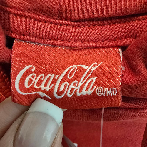 Coca-Cola Red Cotton Cropped Hoodie Size M