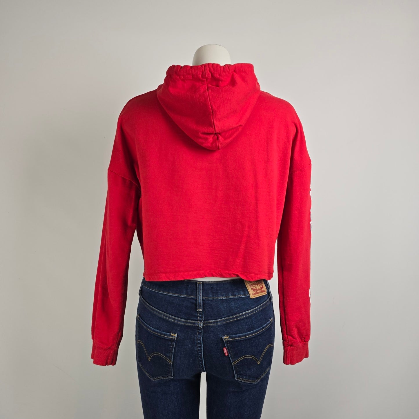 Coca-Cola Red Cotton Cropped Hoodie Size M