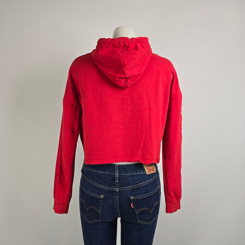 Coca-Cola Red Cotton Cropped Hoodie Size M