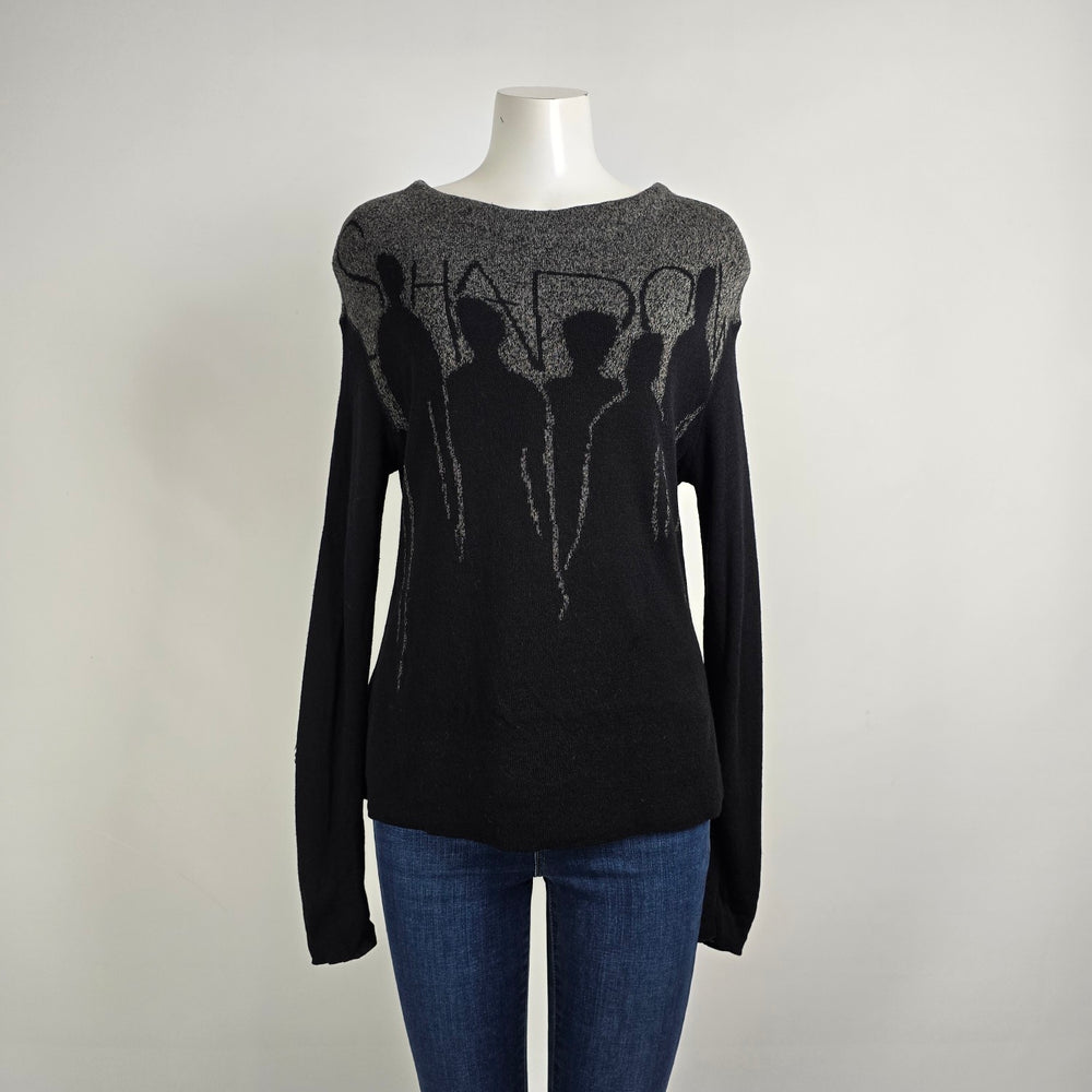 Annette Gortz Black Knit Wool Graphic Shadows Sweater Size M