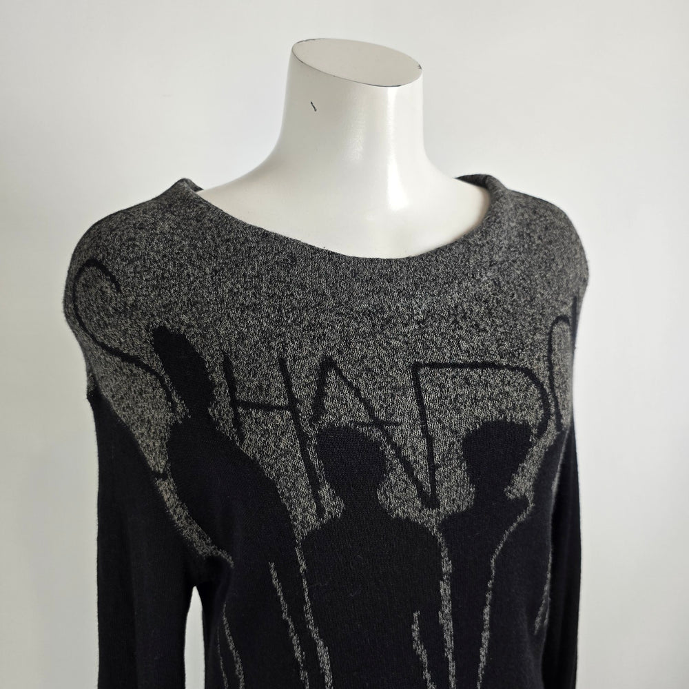 Annette Gortz Black Knit Wool Graphic Shadows Sweater Size M