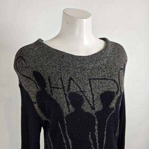Annette Gortz Black Knit Wool Graphic Shadows Sweater Size M