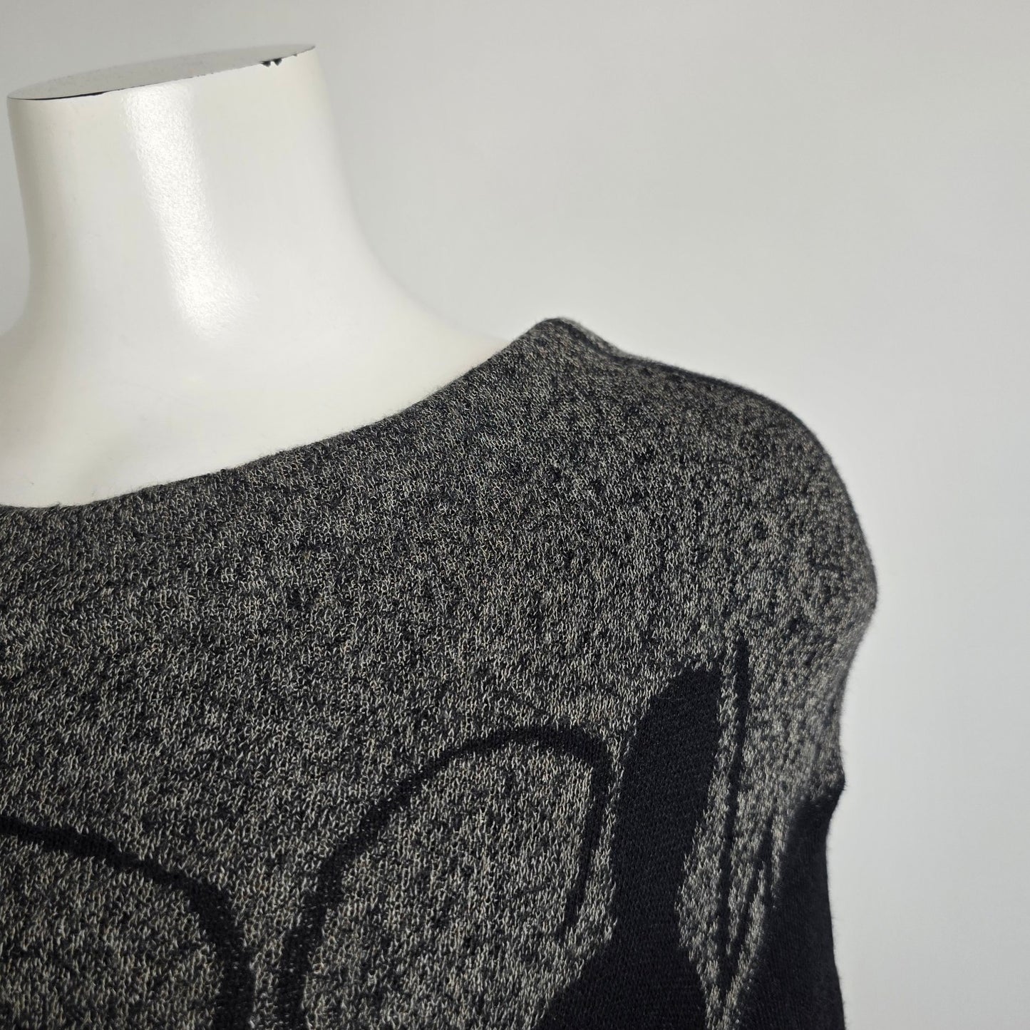 Annette Gortz Black Knit Wool Graphic Shadows Sweater Size M