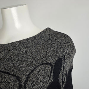 Annette Gortz Black Knit Wool Graphic Shadows Sweater Size M