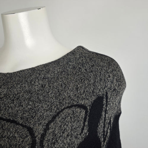 Annette Gortz Black Knit Wool Graphic Shadows Sweater Size M