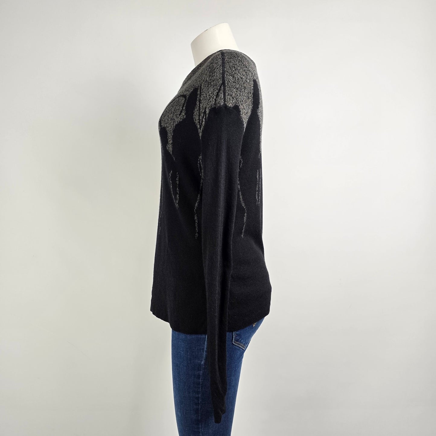 Annette Gortz Black Knit Wool Graphic Shadows Sweater Size M