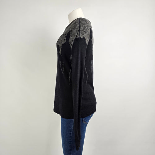 Annette Gortz Black Knit Wool Graphic Shadows Sweater Size M