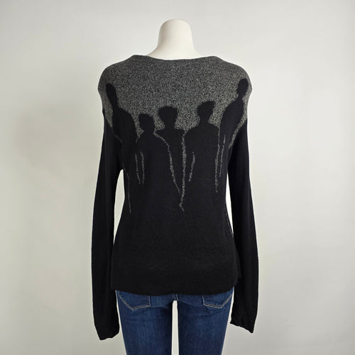 Annette Gortz Black Knit Wool Graphic Shadows Sweater Size M