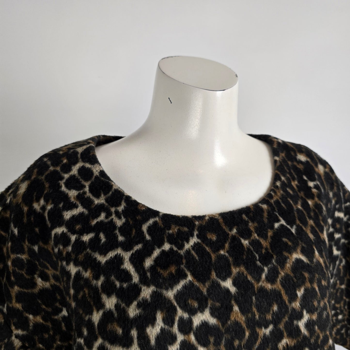 Lord & Taylor Black Animal Print Short Sleeve Top Size L