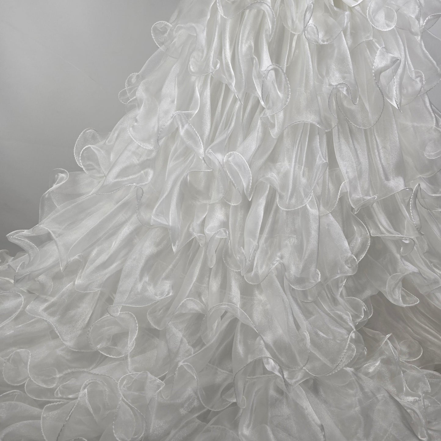 Vintage 80s White Lace Ruffle Skirt Beaded Wedding Gown Size XS