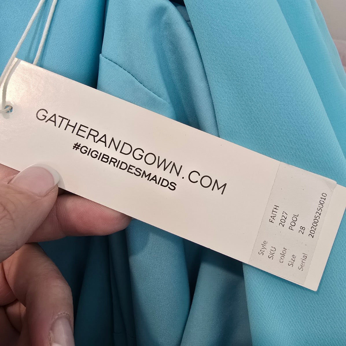 Gather & Gown Blue Long Flowey Sleeve Wrap Gown Size 28 Style Faith
