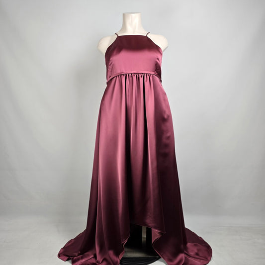 Morilee Maternity Silky Satin Rosewood Square Neck Dress Gown Size 18 Style 14101