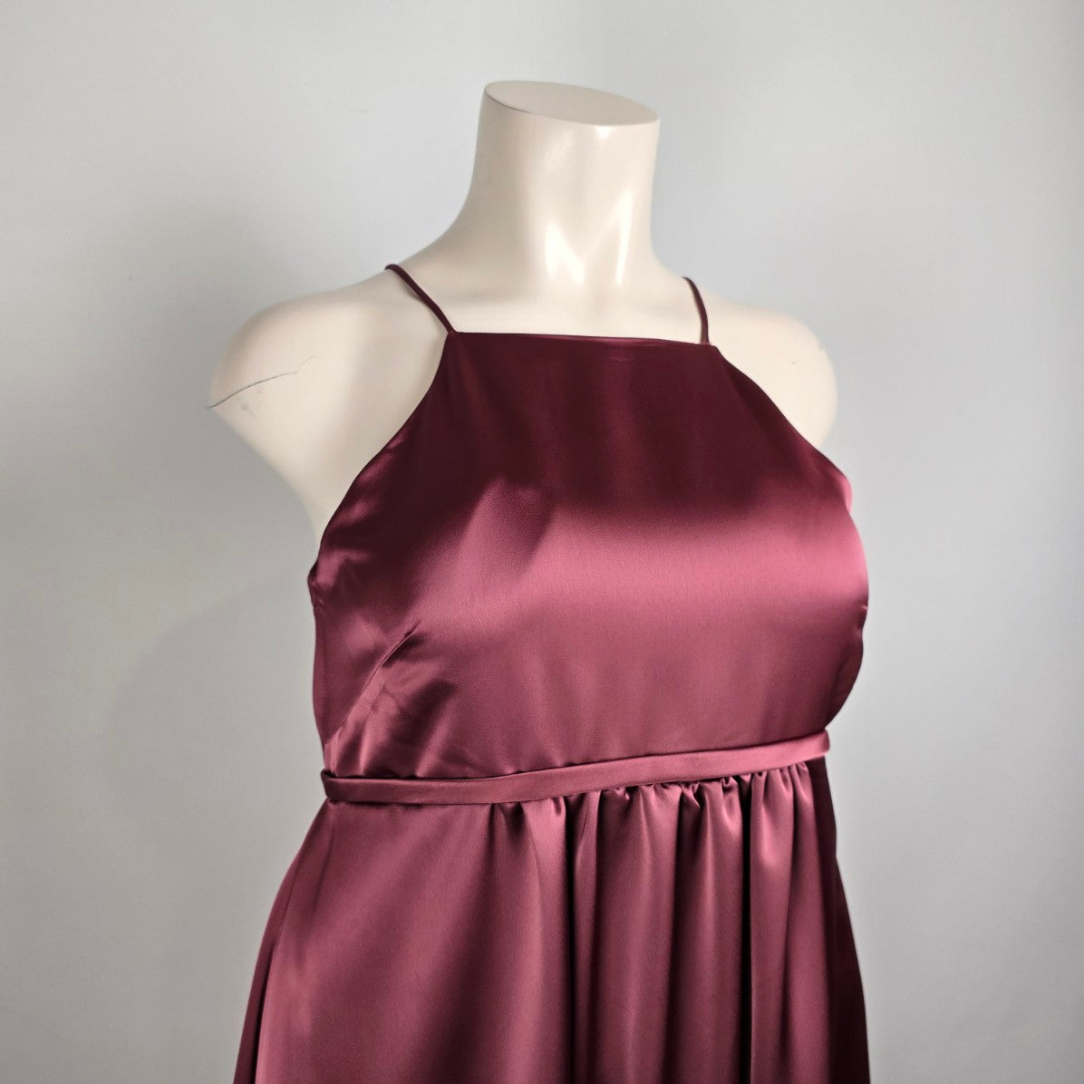 Morilee Maternity Silky Satin Rosewood Square Neck Dress Gown Size 18 Style 14101