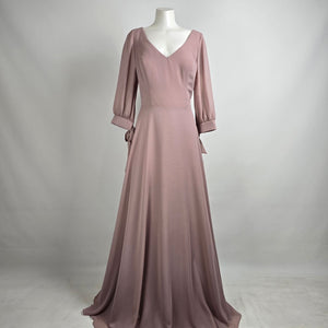 Allure Bridals Silver Rose Chiffon Sleeve Event Bridesmaids Dress Size 18 Style 1692