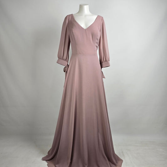 Allure Bridals Silver Rose Chiffon Sleeve Event Bridesmaids Dress Size 18 Style 1692