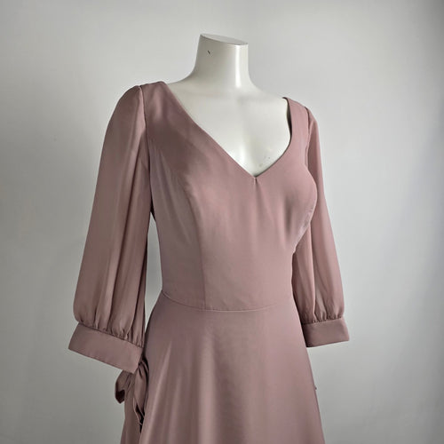 Allure Bridals Silver Rose Chiffon Sleeve Event Bridesmaids Dress Size 18 Style 1692
