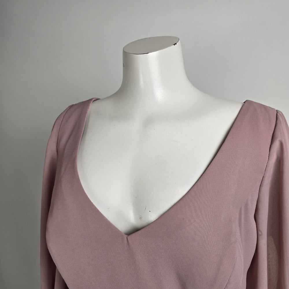 Allure Bridals Silver Rose Chiffon Sleeve Event Bridesmaids Dress Size 18 Style 1692