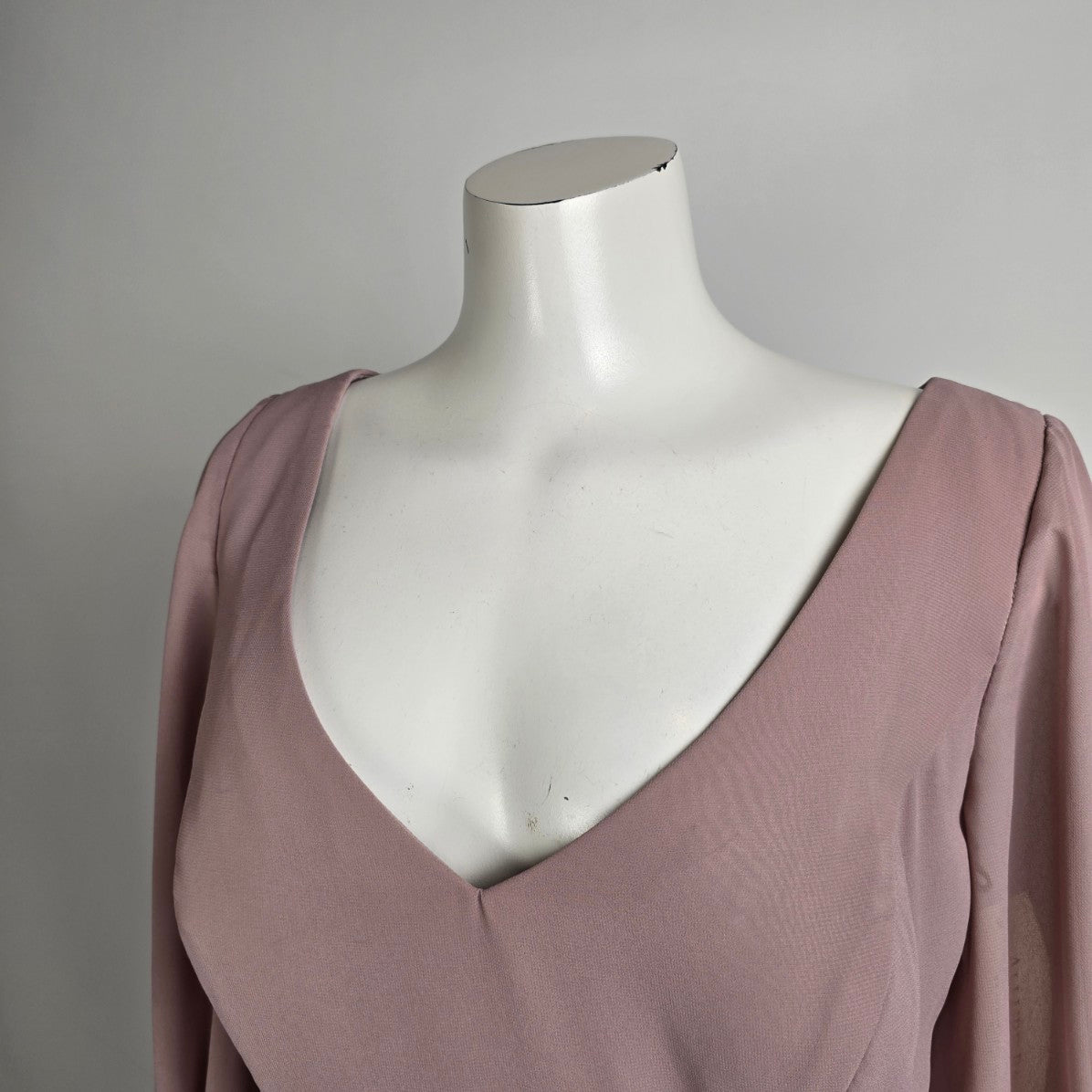 Allure Bridals Silver Rose Chiffon Sleeve Event Bridesmaids Dress Size 18 Style 1692