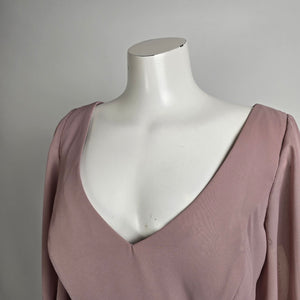 Allure Bridals Silver Rose Chiffon Sleeve Event Bridesmaids Dress Size 18 Style 1692