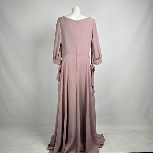 Allure Bridals Silver Rose Chiffon Sleeve Event Bridesmaids Dress Size 18 Style 1692