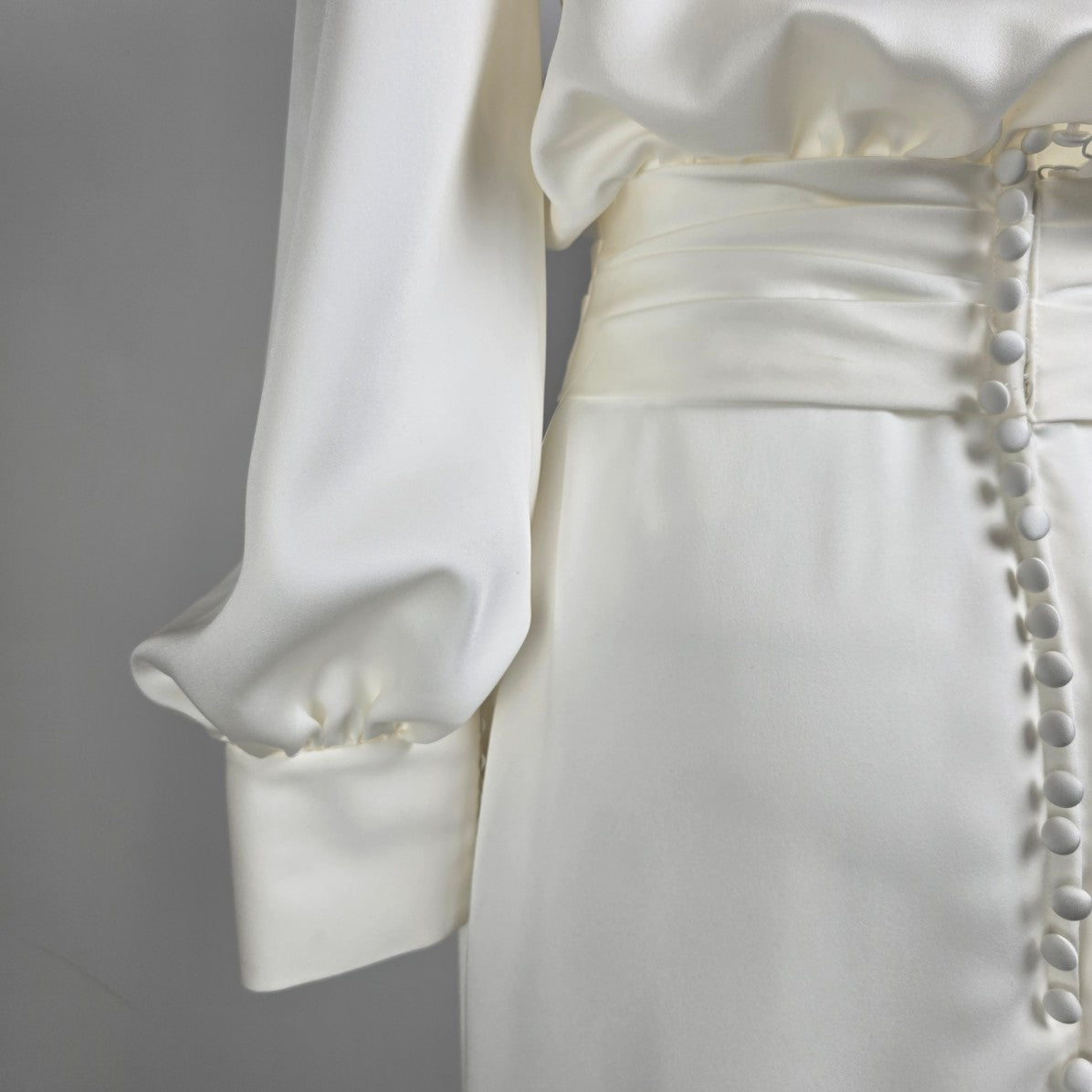 Mori Lee Ivory HIgh Neck Modest Wedding Dress Size 8 Style 30169