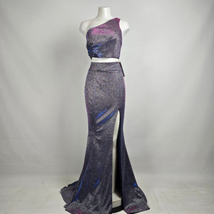 Les Demoiselle Navy Sparkle Two Piece Eventwear Gown Size 10 Style JX5058