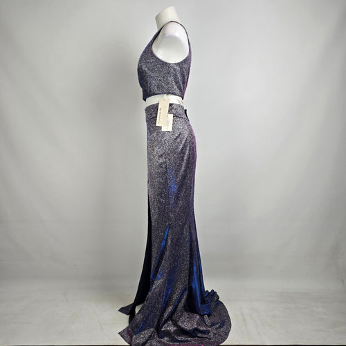 Les Demoiselle Navy Sparkle Two Piece Eventwear Gown Size 10 Style JX5058