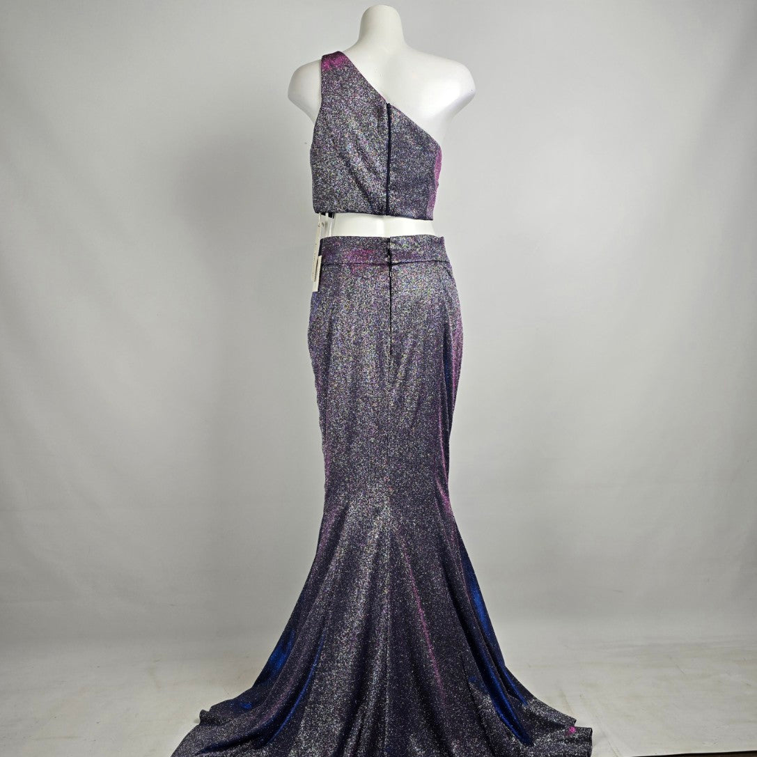 Les Demoiselle Navy Sparkle Two Piece Eventwear Gown Size 10 Style JX5058