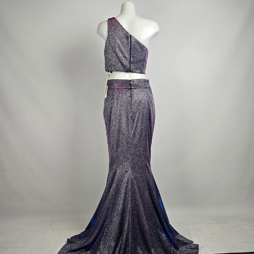 Les Demoiselle Navy Sparkle Two Piece Eventwear Gown Size 10 Style JX5058