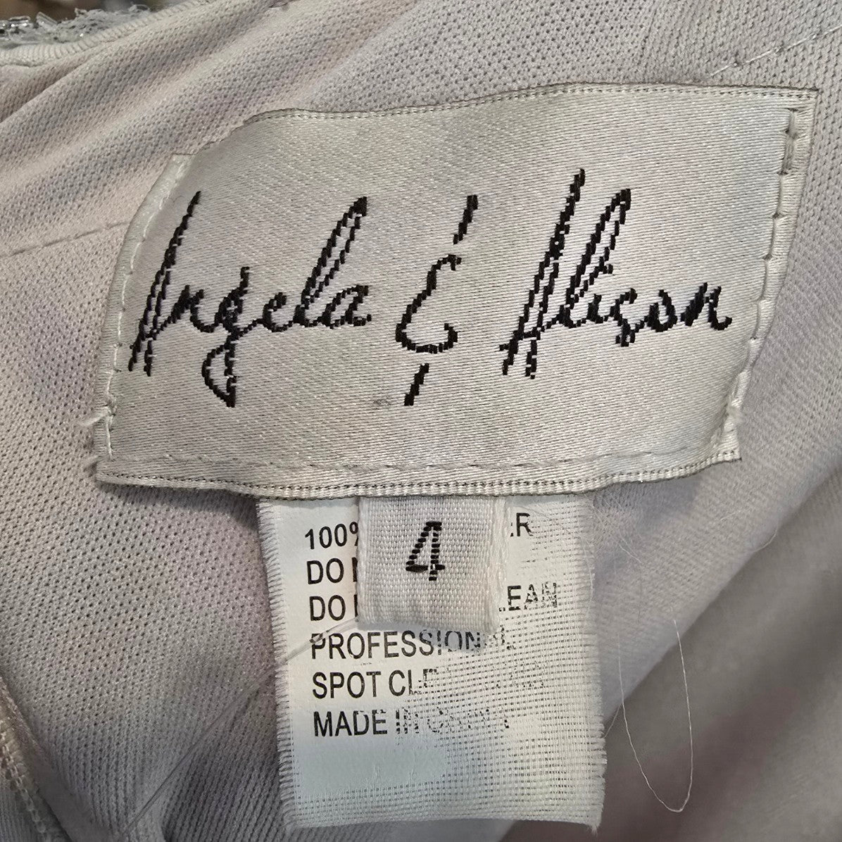 Angela & Alison Silver Crystal Bodice Long Eventwear Gown Size 4