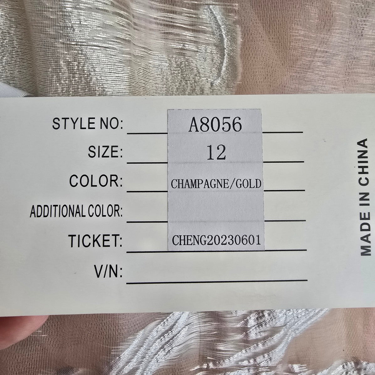 Azure Champagne & Gold Tulle Hem Eventwear Gown Size 12 Style A8056