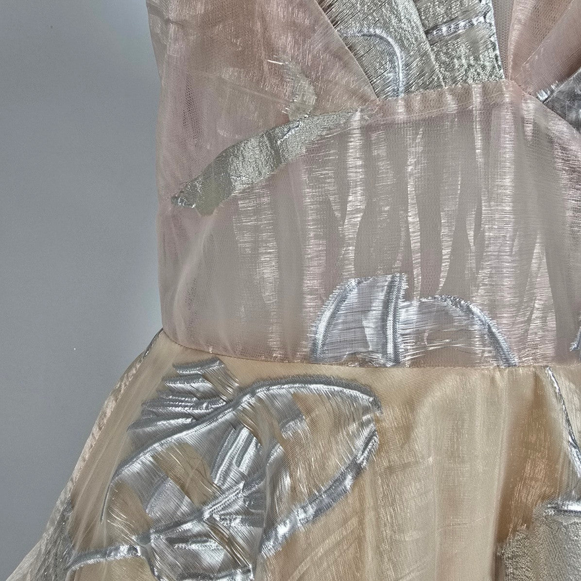 Azure Champagne & Gold Tulle Hem Eventwear Gown Size 12 Style A8056