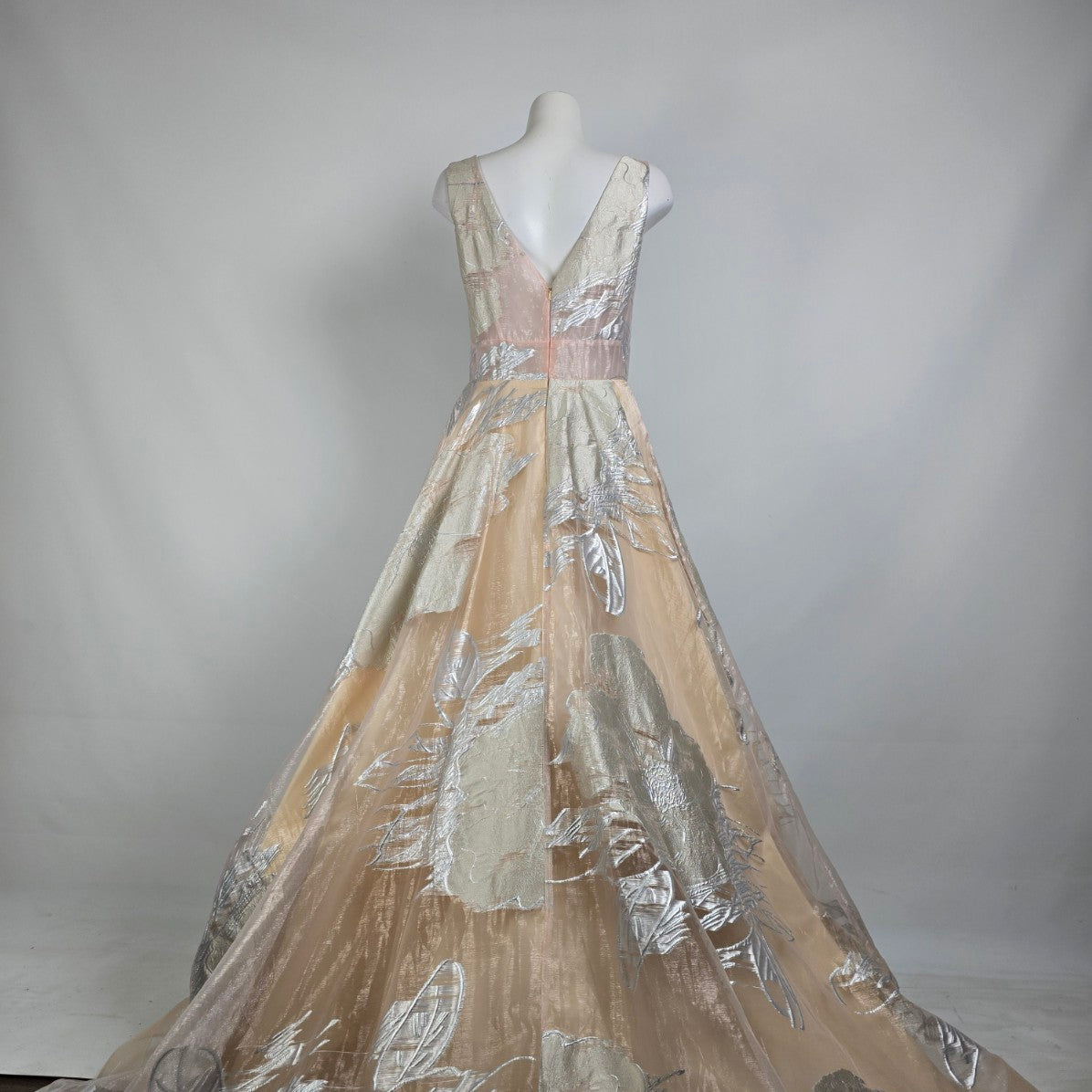 Azure Champagne & Gold Tulle Hem Eventwear Gown Size 12 Style A8056