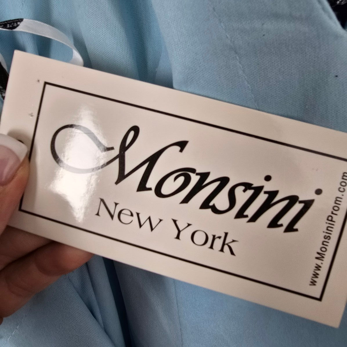 Monsini Blue Metallic High Slit Eventwear Gown Size 2 Style 31942