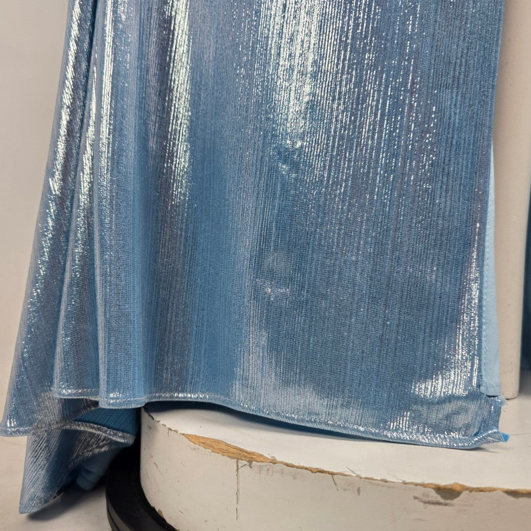 Monsini Blue Metallic High Slit Eventwear Gown Size 2 Style 31942