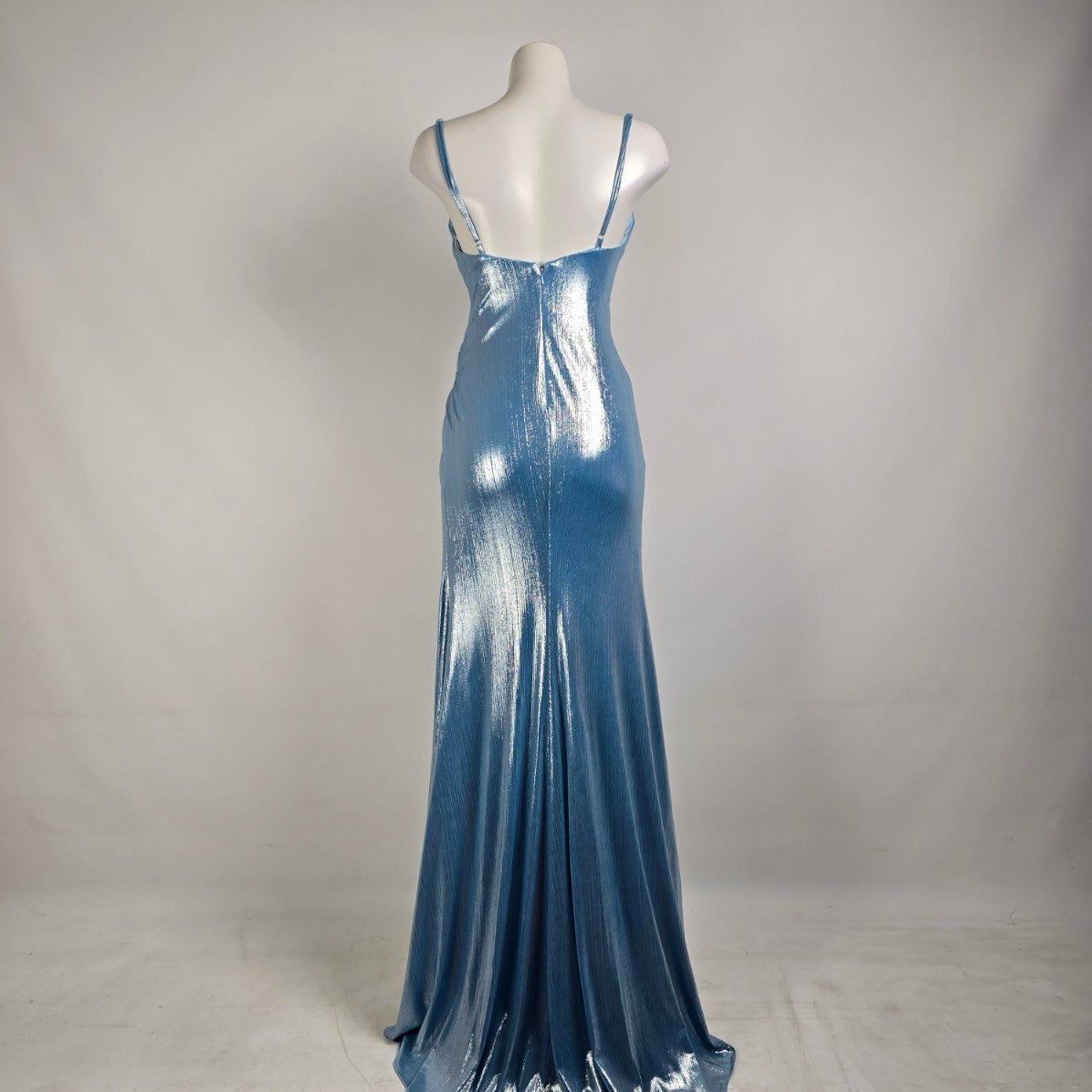 Monsini Blue Metallic High Slit Eventwear Gown Size 2 Style 31942