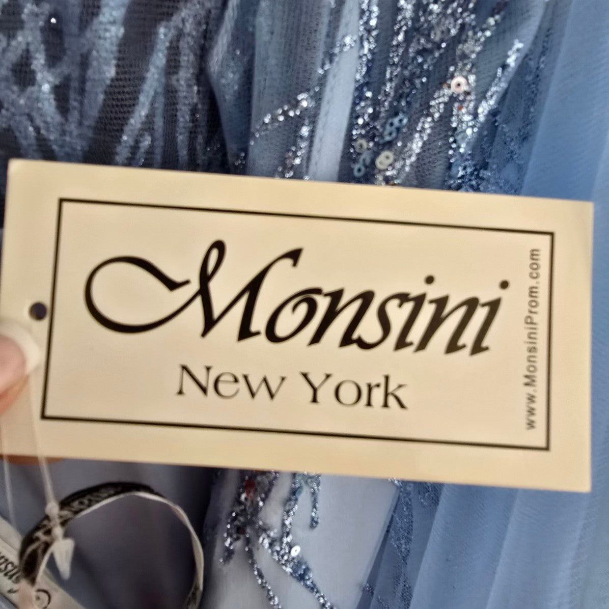 Monsini Blue Tulle Sparkle Eventwear Gown Size 6 Style 31953