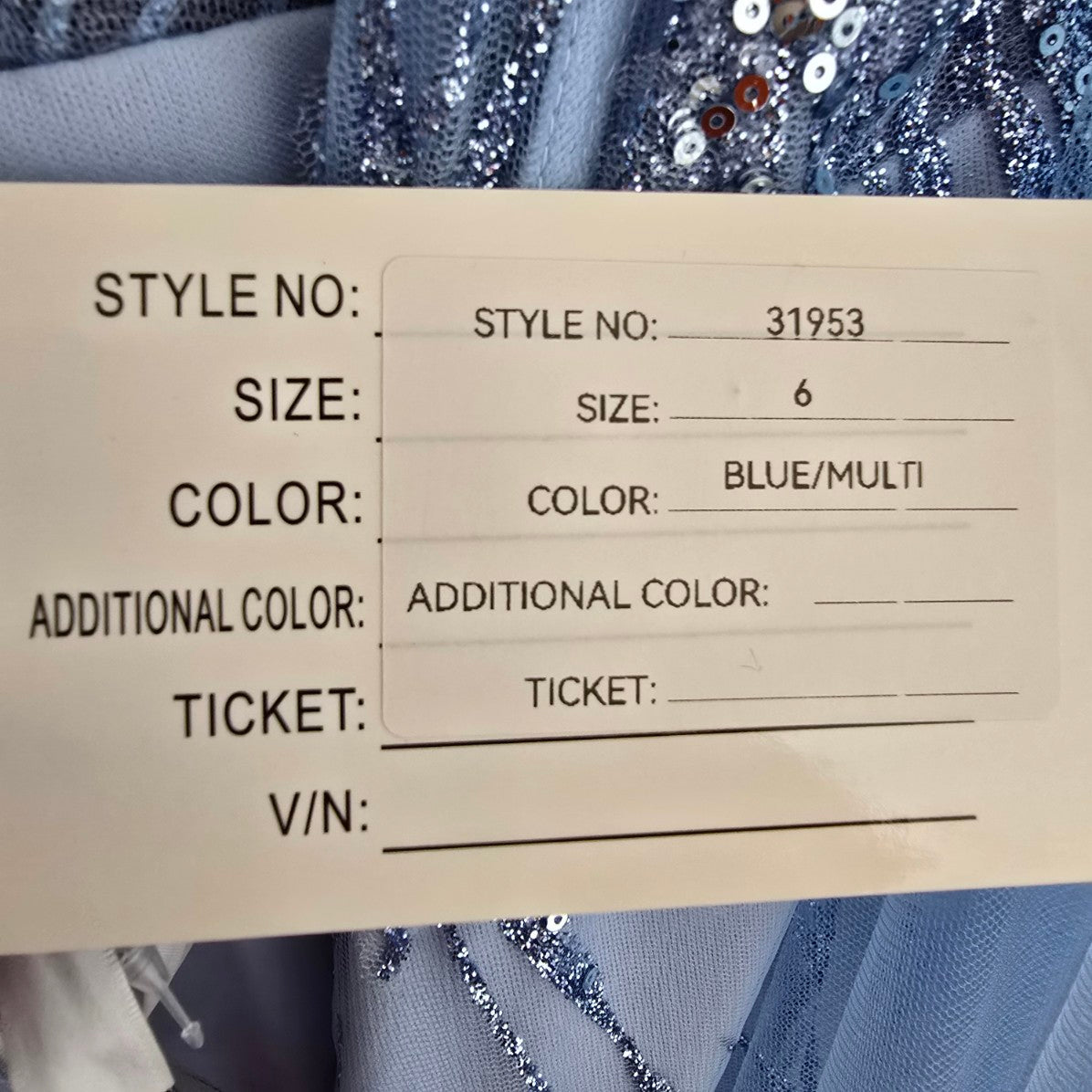 Monsini Blue Tulle Sparkle Eventwear Gown Size 6 Style 31953