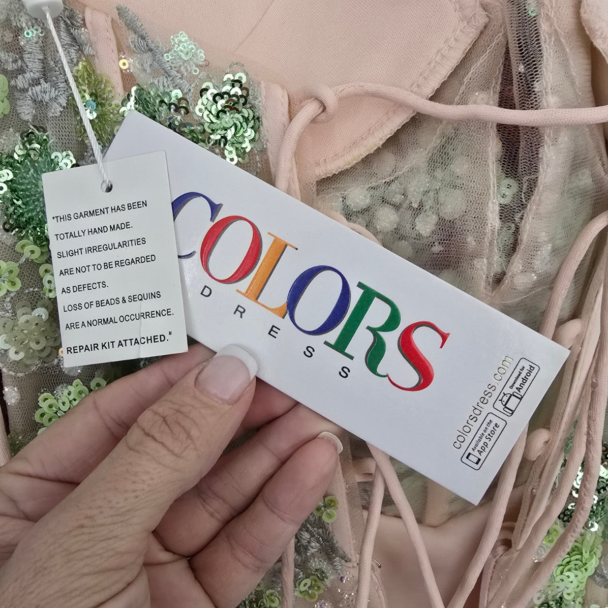 Colors Blush Floral Sequined Eventwear Gown Size 4 Style 3447