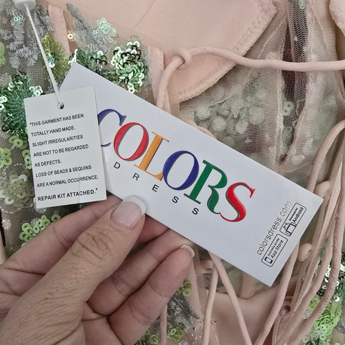 Colors Blush Floral Sequined Eventwear Gown Size 4 Style 3447